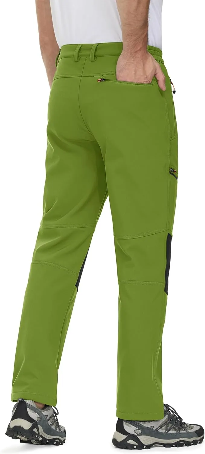 MAGCOMSEN Men's Winter Pants Fleece Lined Ski Snow Pants Water Resistant 4 Zip Pockets Outdoor Pants