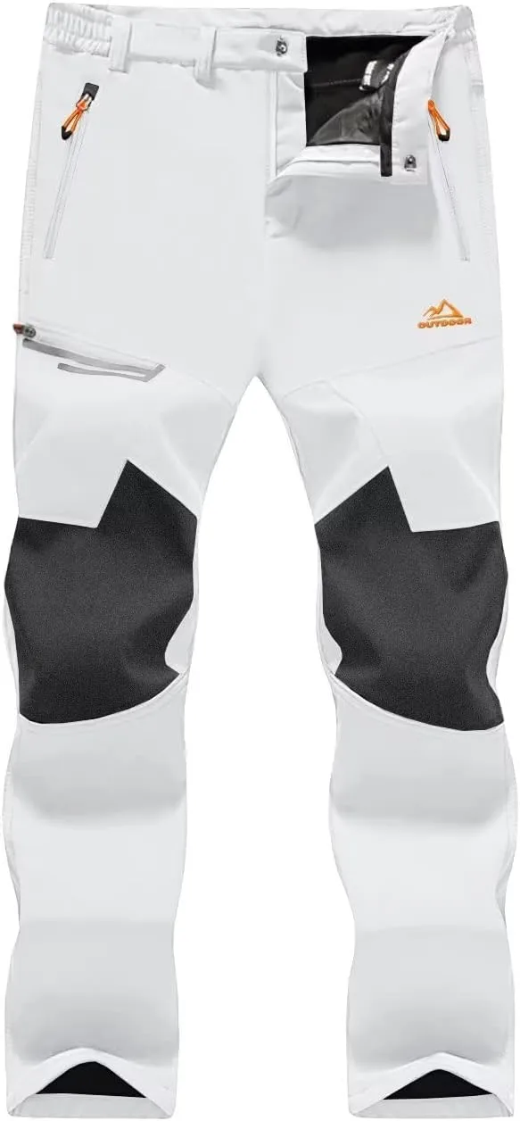 MAGCOMSEN Men's Winter Pants Fleece Lined Ski Snow Pants Water Resistant 4 Zip Pockets Outdoor Pants