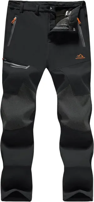 MAGCOMSEN Men's Winter Pants Fleece Lined Ski Snow Pants Water Resistant 4 Zip Pockets Outdoor Pants