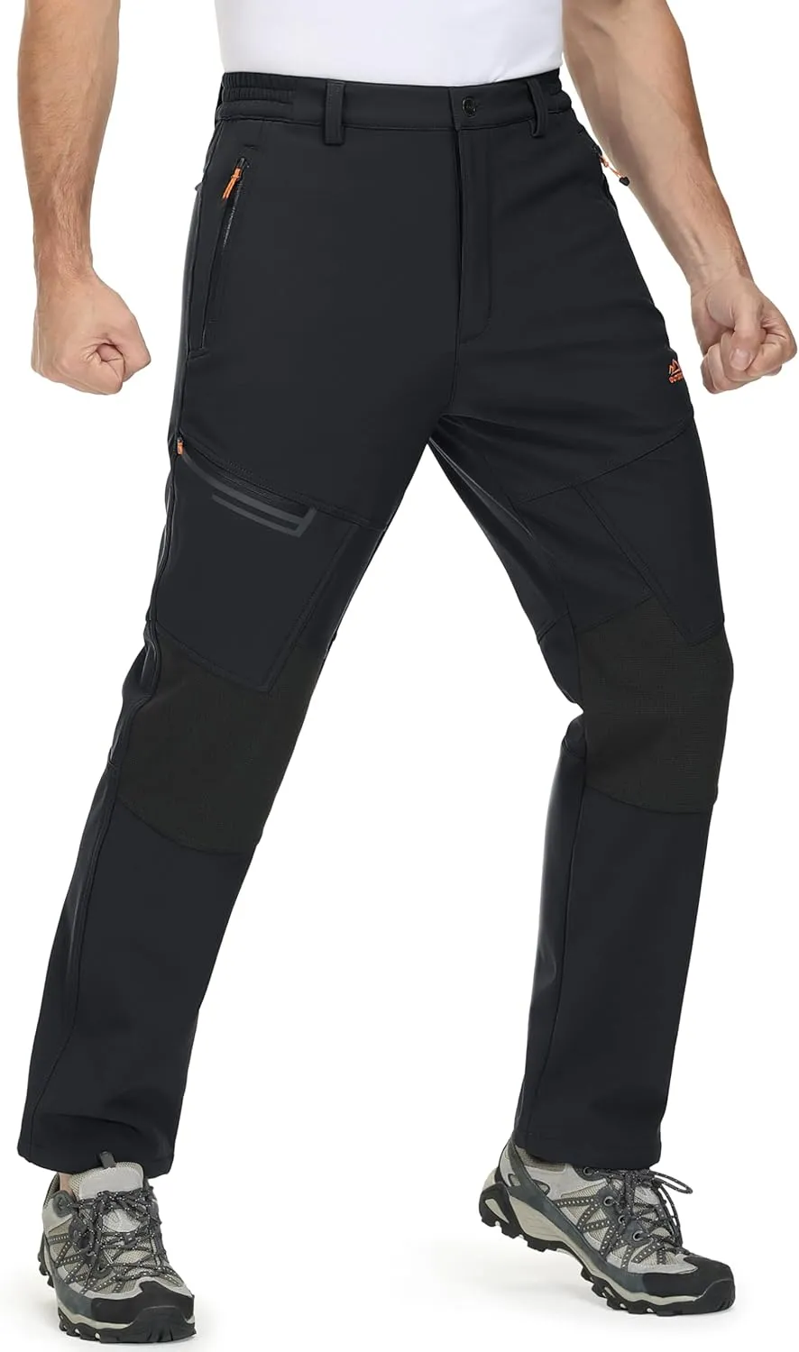 MAGCOMSEN Men's Winter Pants Fleece Lined Ski Snow Pants Water Resistant 4 Zip Pockets Outdoor Pants