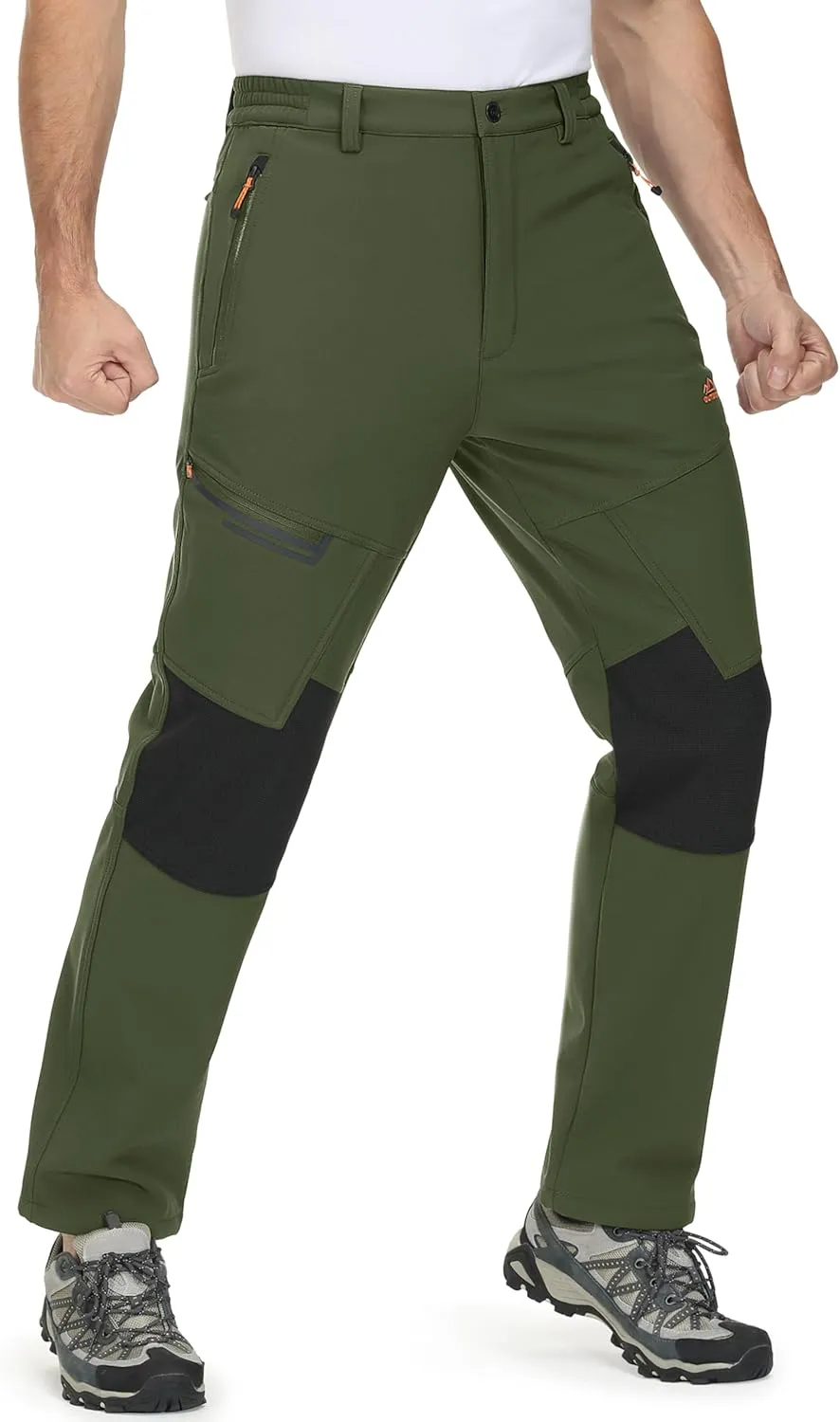 MAGCOMSEN Men's Winter Pants Fleece Lined Ski Snow Pants Water Resistant 4 Zip Pockets Outdoor Pants