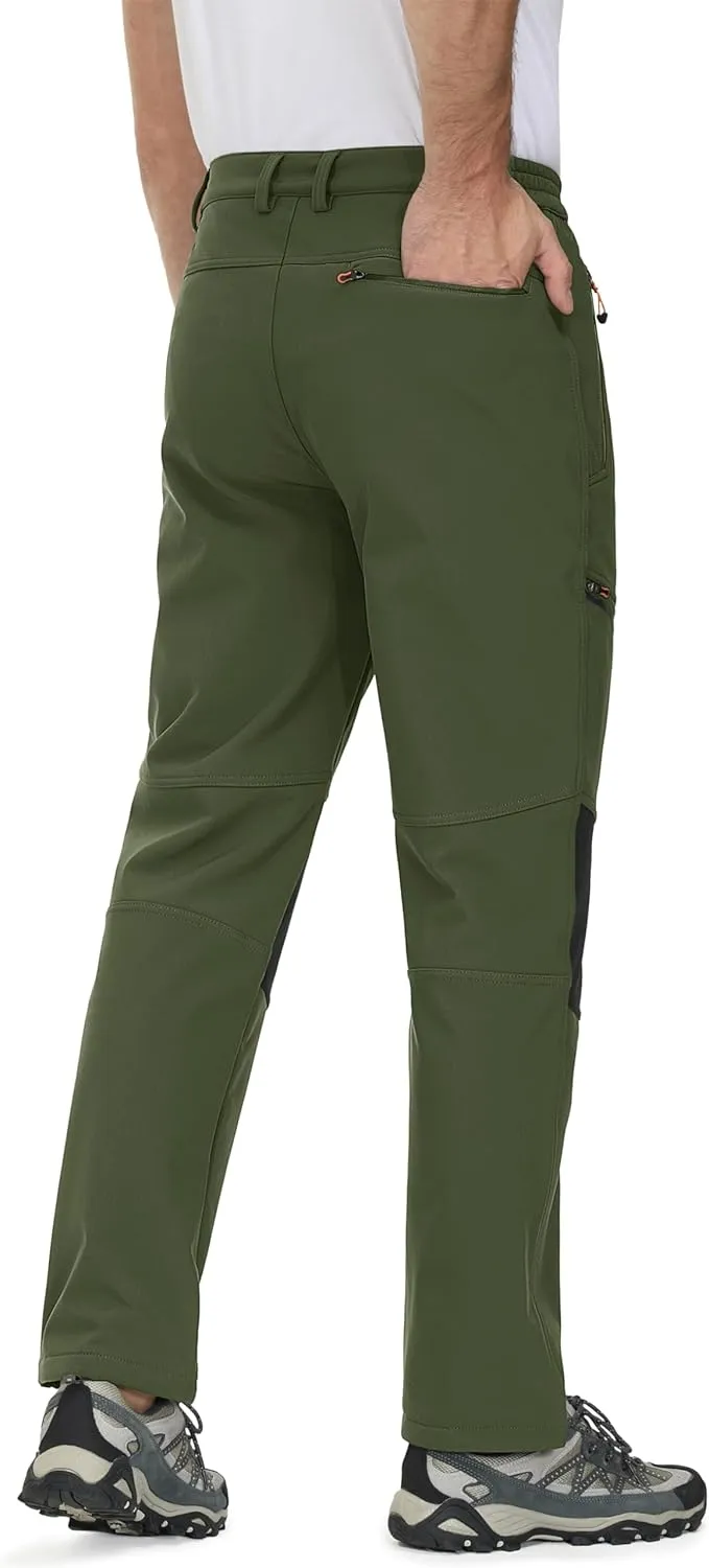 MAGCOMSEN Men's Winter Pants Fleece Lined Ski Snow Pants Water Resistant 4 Zip Pockets Outdoor Pants