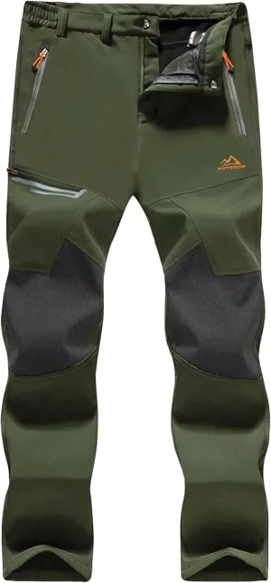 MAGCOMSEN Men's Winter Pants Fleece Lined Ski Snow Pants Water Resistant 4 Zip Pockets Outdoor Pants