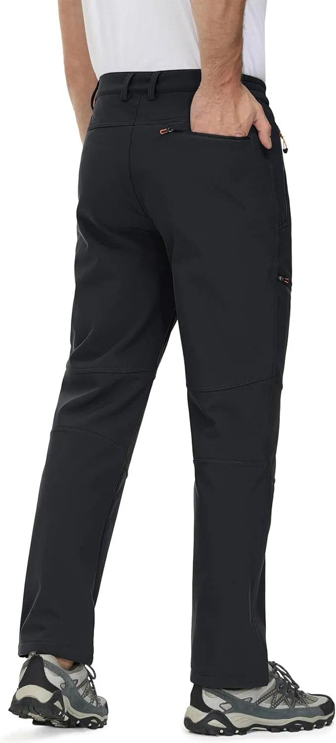 MAGCOMSEN Men's Winter Pants Fleece Lined Ski Snow Pants Water Resistant 4 Zip Pockets Outdoor Pants