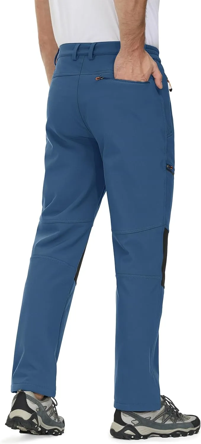 MAGCOMSEN Men's Winter Pants Fleece Lined Ski Snow Pants Water Resistant 4 Zip Pockets Outdoor Pants