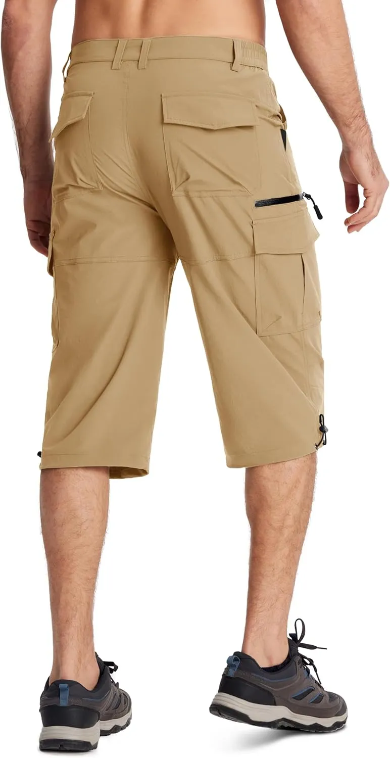 MAGCOMSEN Men's Workout Shorts 7 Pockets Quick Dry 3/4 Capri Pants Zipper Pockets Hiking Athletic Shorts