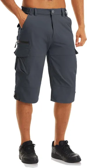 MAGCOMSEN Men's Workout Shorts 7 Pockets Quick Dry 3/4 Capri Pants Zipper Pockets Hiking Athletic Shorts