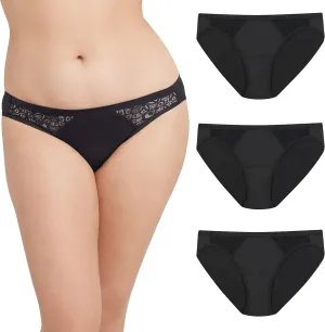 Maidenform Women's Period Bikini Underwear Moderate Absorbency 3 Pack