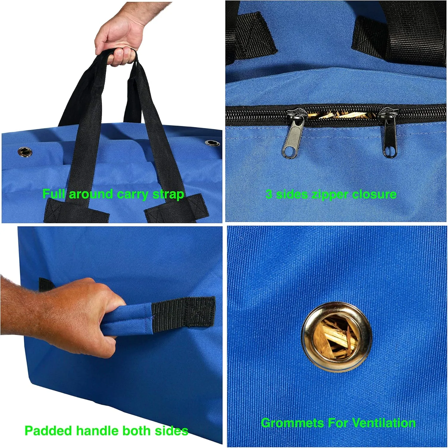 Majestic Ally 1200 D Nylon Fabric Large 44” x 20” x 16” and Extra Large 52" x 27" x21" Heavy-Duty Hay Bale Storage Bag (Royal Blue, Large)