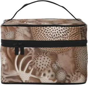 Makeup Bags Portable Travel Cosmetic Bag For Women, Zipper Makeup Organizer,Cute Petoskey Stone Cosmetic Bag, 10735