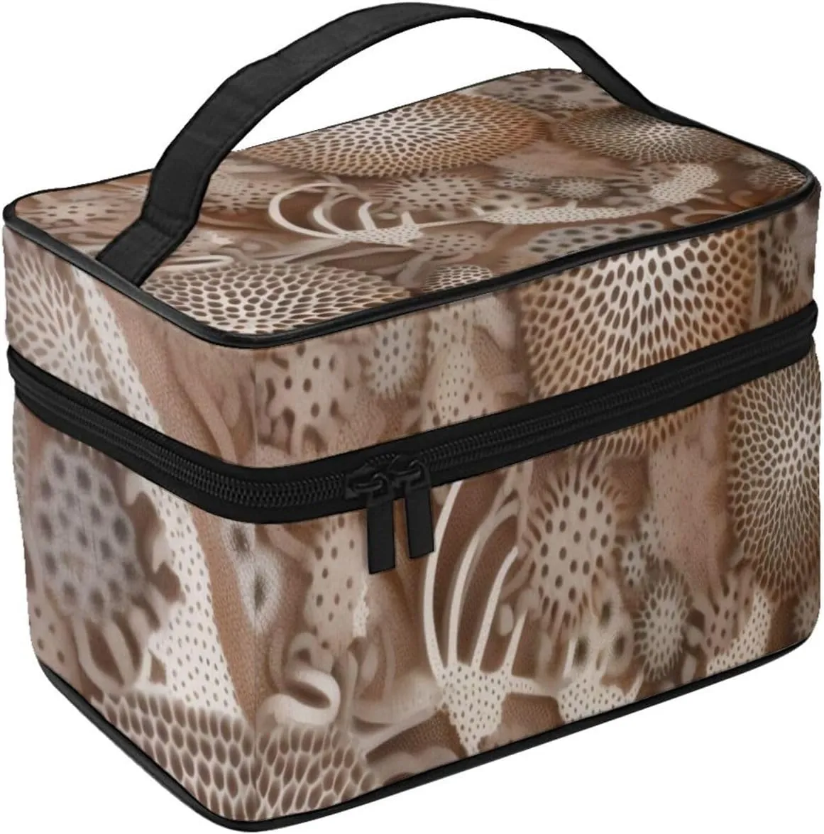 Makeup Bags Portable Travel Cosmetic Bag For Women, Zipper Makeup Organizer,Cute Petoskey Stone Cosmetic Bag, 10735