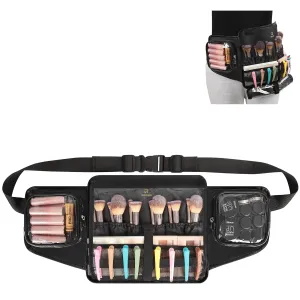 Makeup Brush Belt Bag Professional Makeup Artist Bags Portable Cosmetic Belt Bag Foldable Make-up Waist Pouch Work Bags With Adjustable Belt