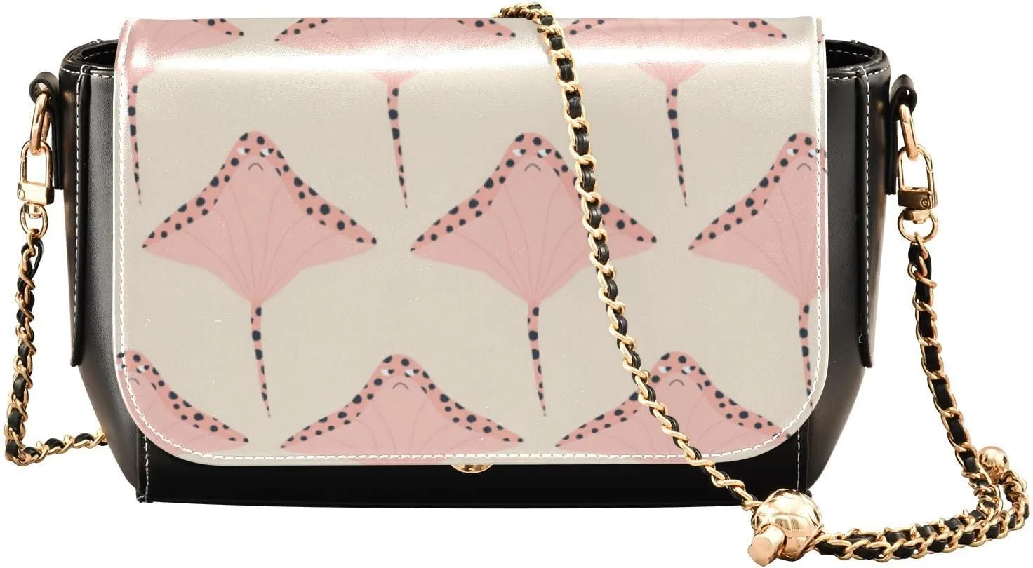 Manta Rays Cross Body Sling Bag for Women Shoulder Bag Large Sling Bag with Adjustable Strap Pink Coral