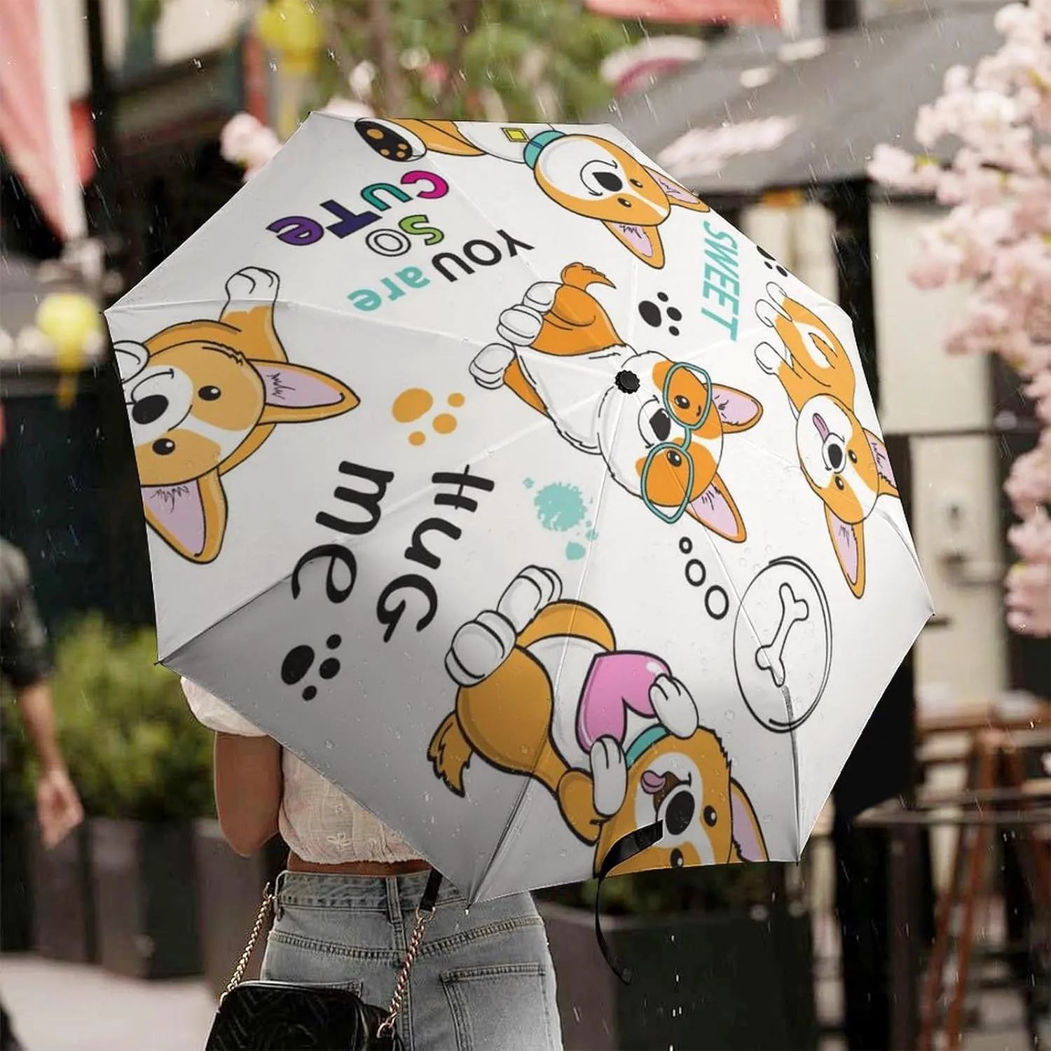 Manual Open/Close Folding Umbrella, UV Sun Parasol UV Protection, Strong Travel Rain Umbrella
