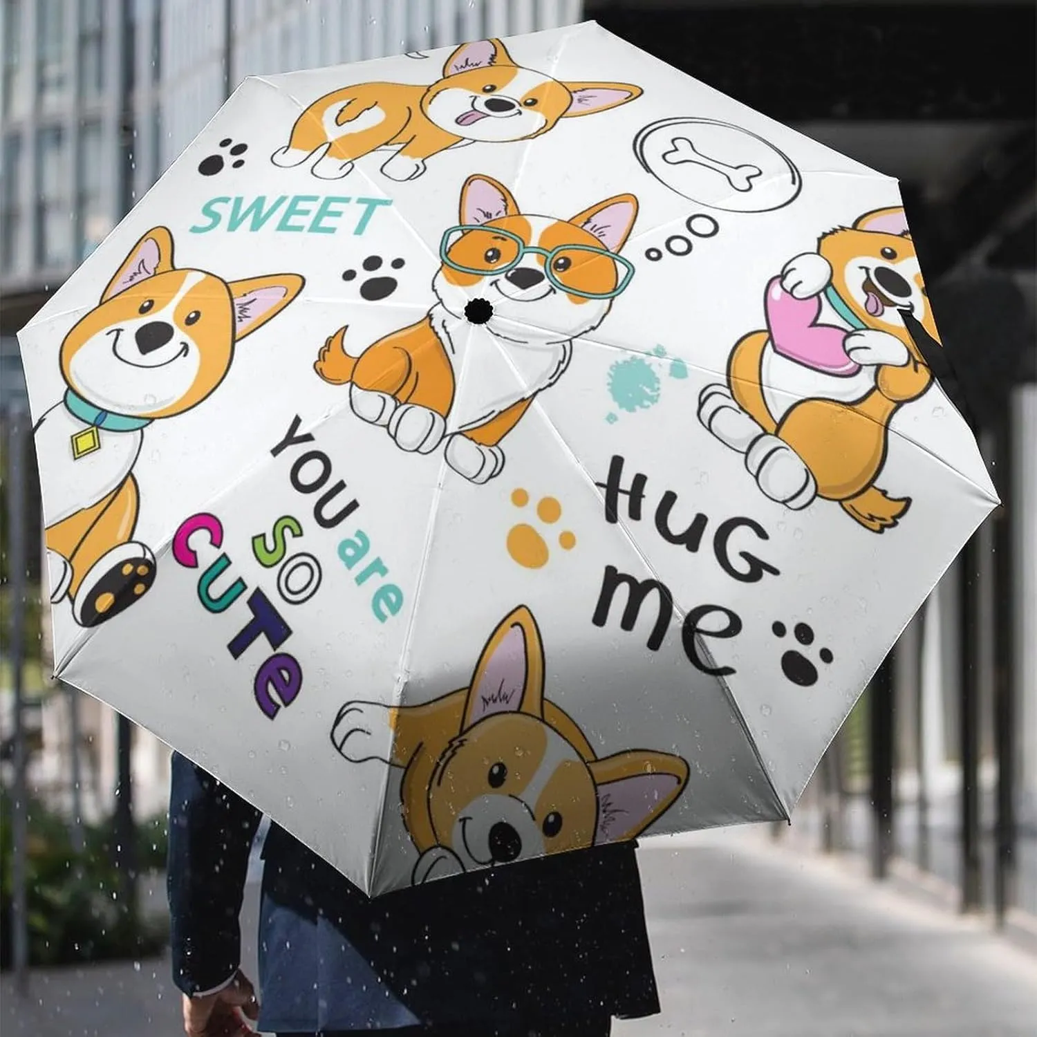 Manual Open/Close Folding Umbrella, UV Sun Parasol UV Protection, Strong Travel Rain Umbrella