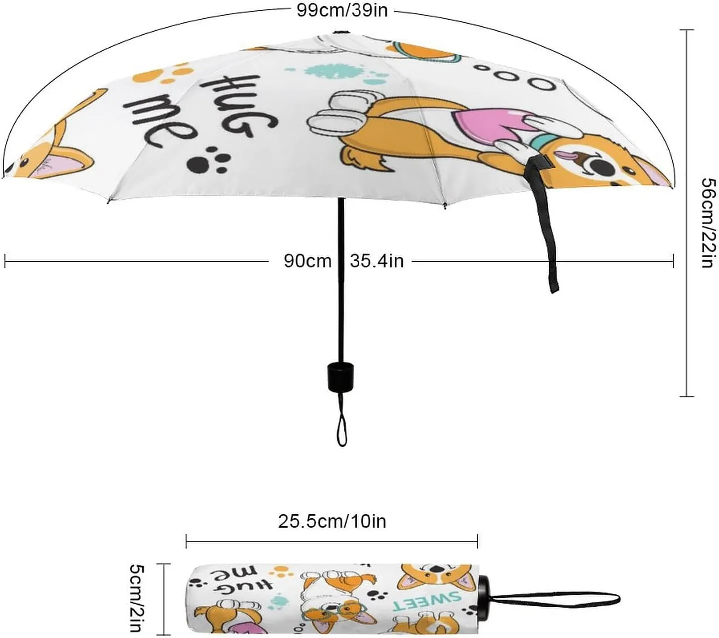 Manual Open/Close Folding Umbrella, UV Sun Parasol UV Protection, Strong Travel Rain Umbrella