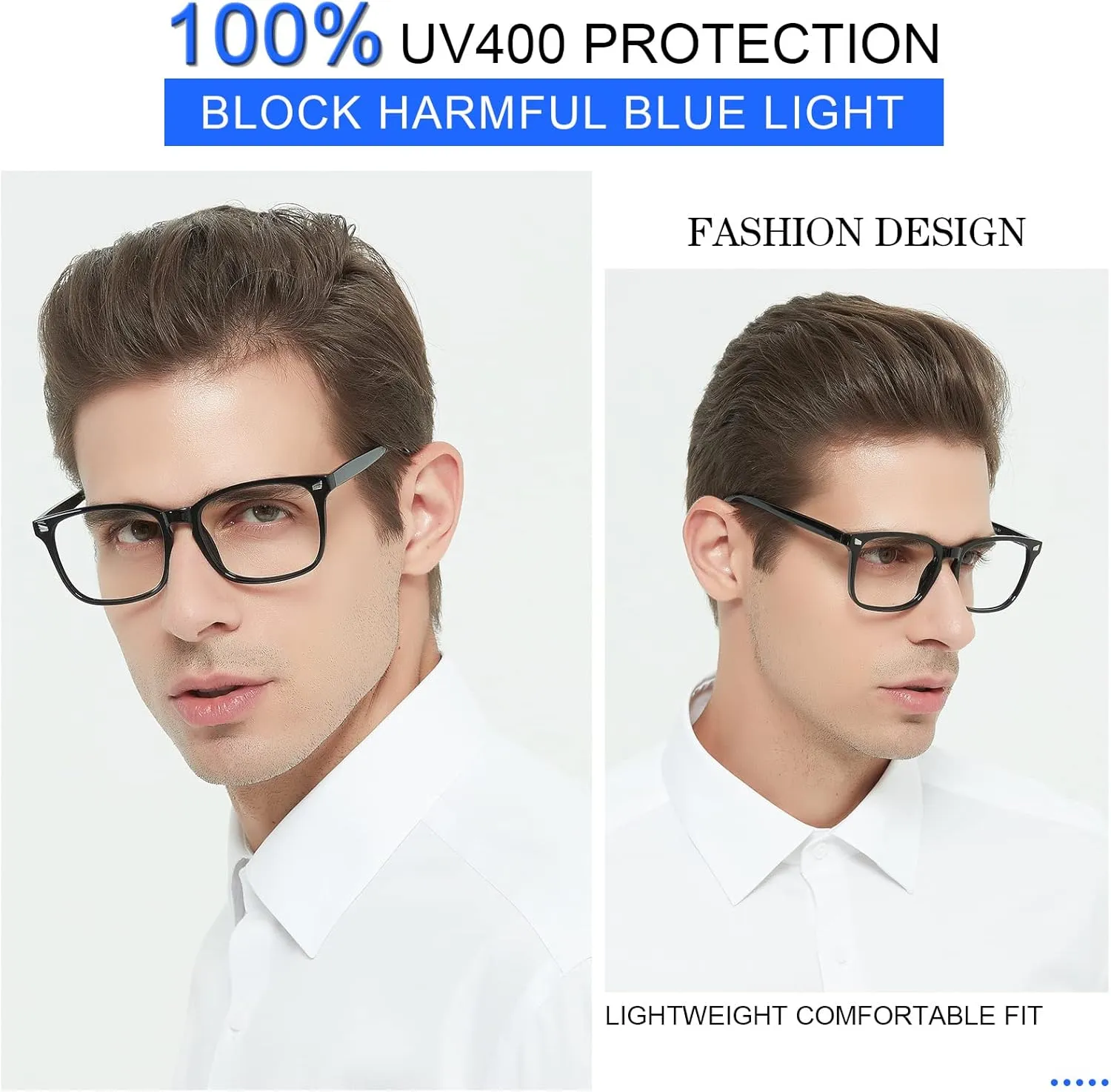 MARE AZZURO Trendy Bifocal Reading Glasses Men Blue Light Blocking Outdoor Readers 1.0 1.25 1.5 1.75 2.0 2.25 2.5 2.75 3.0 3.5 (Black, 3.00)