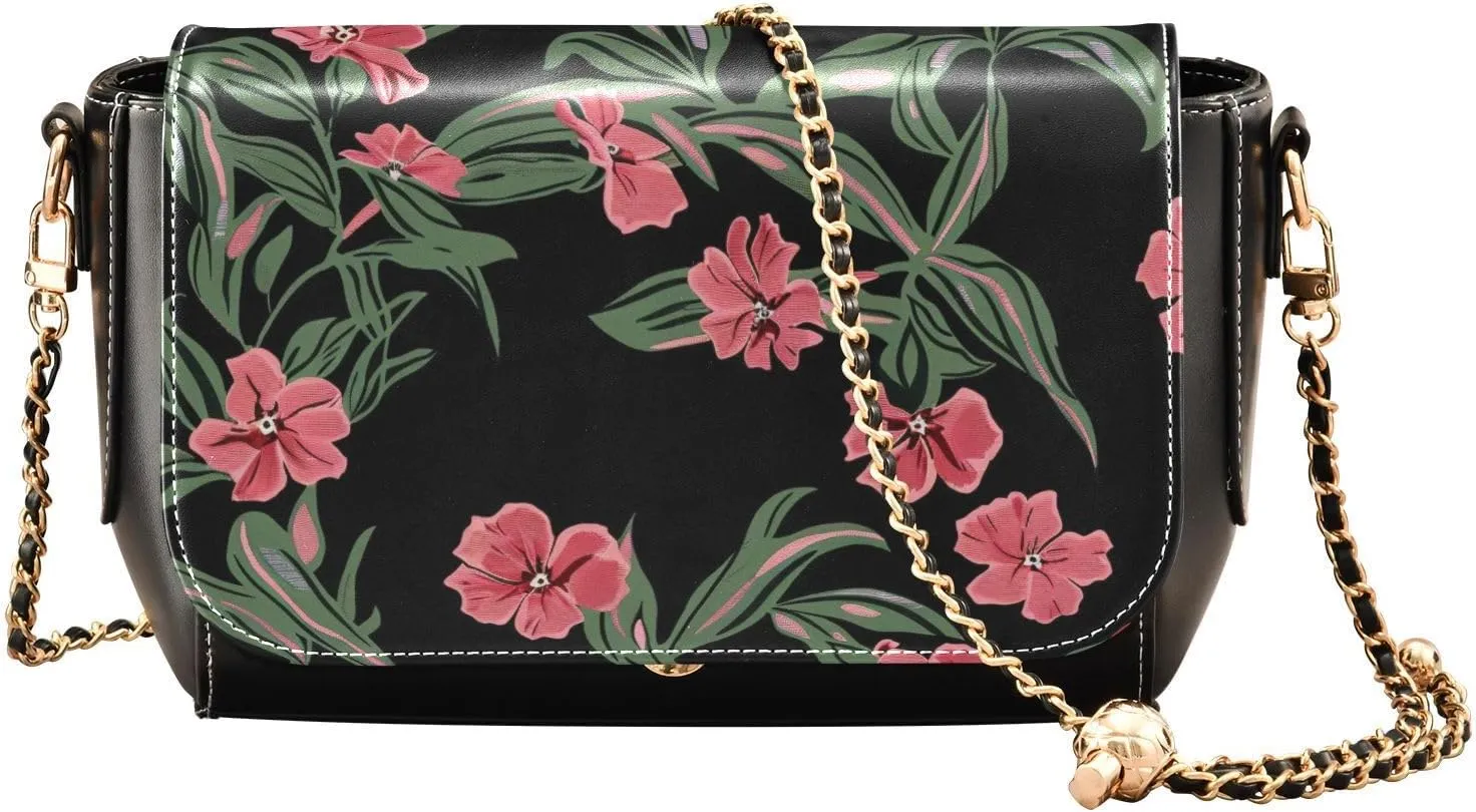 Margay Phlox Genesis Misty Rose DarkCrossbody Purses Women Waterproof Black Handbag with Adjustable Strap Small Purse
