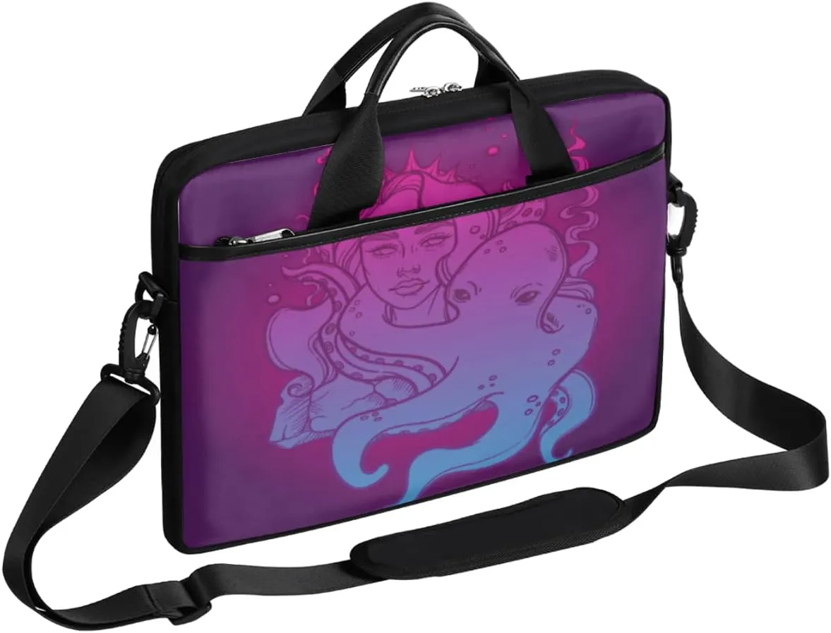 Marine Nautical Violet Pink Blue Laptop Shoulder Messenger Bag Waterproof Laptop Briefcase Handle Padded Strap