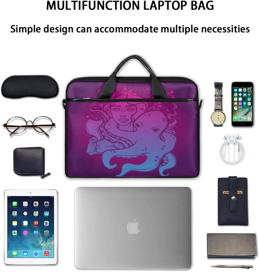 Marine Nautical Violet Pink Blue Laptop Shoulder Messenger Bag Waterproof Laptop Briefcase Handle Padded Strap