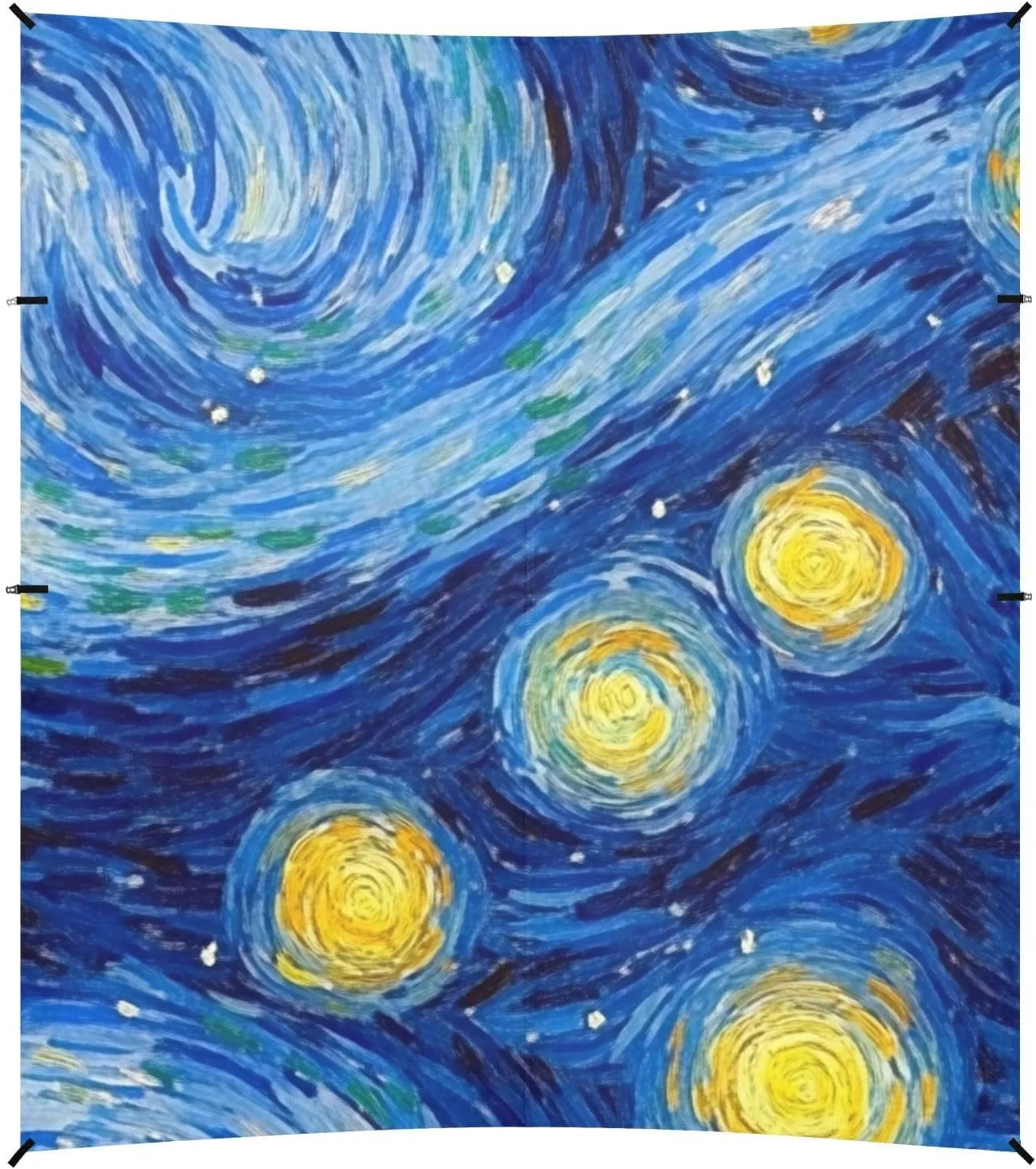 Masterpiece Starry Night Oil Painting 2 Stable Beach Tent UPF50 Easy Setup Shade Sun Shelter with Sturdy Poles, Sandbags and Shovel for Camping Trips, Fishing, Backyard Fun or Picnics