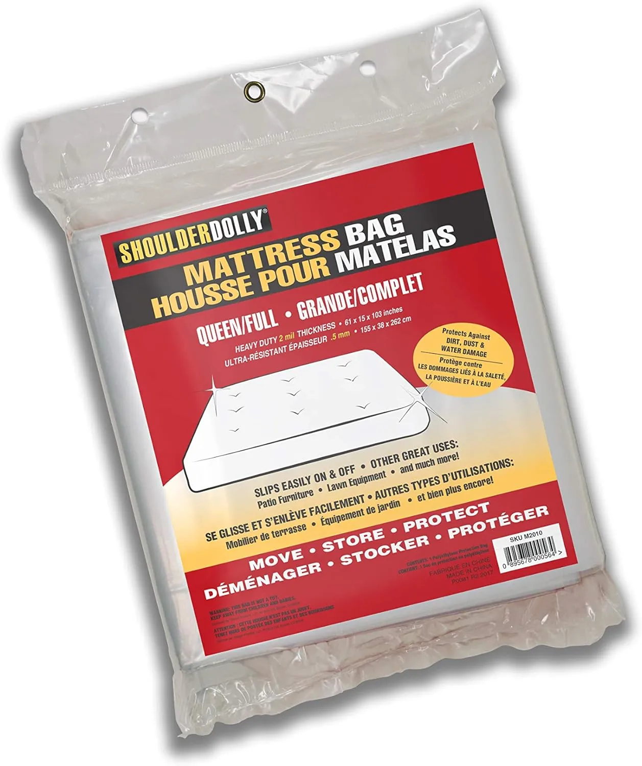 Mattress Bag (Queen, 2Mil) from Shoulder Dolly - Heavy Duty Mattress Bags for Storage and Moving – Protect Your Mattress – M2010