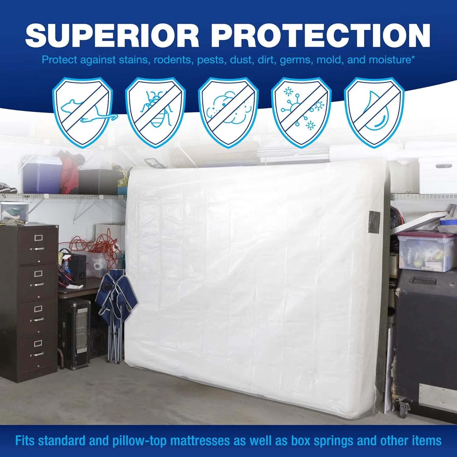 Mattress Storage Bag - Reusable 5 Mil Bed Bag for Moving - Mattress Protector for Moving and Packing - Tear & Stain Resistant Mattress Moving Cover (King/California King - 78x14x104)
