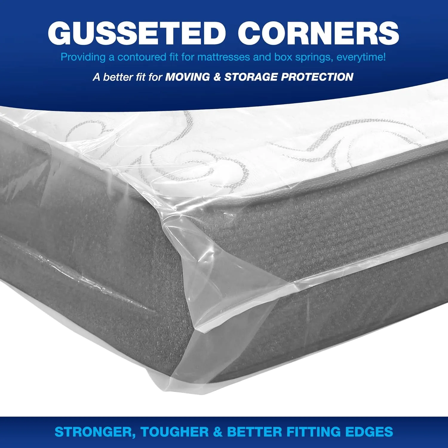 Mattress Storage Bag - Reusable 5 Mil Bed Bag for Moving - Mattress Protector for Moving and Packing - Tear & Stain Resistant Mattress Moving Cover (King/California King - 78x14x104)