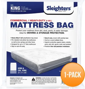 Mattress Storage Bag - Reusable 5 Mil Bed Bag for Moving - Mattress Protector for Moving and Packing - Tear & Stain Resistant Mattress Moving Cover (King/California King - 78x14x104)