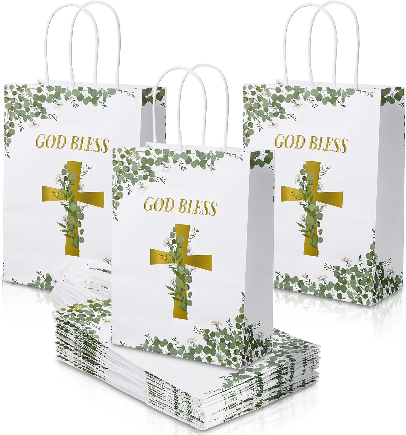 Meanplan First Communion Gifts Religious Party Favor Gift of Christ First Communion Bags, 8.66 x 6.3 x 3.15 Inch(36 Pack)
