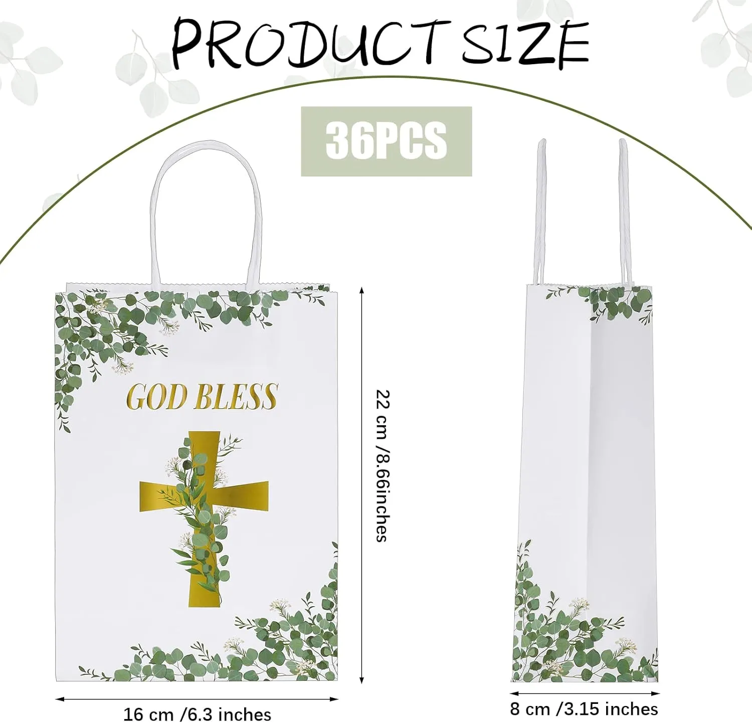 Meanplan First Communion Gifts Religious Party Favor Gift of Christ First Communion Bags, 8.66 x 6.3 x 3.15 Inch(36 Pack)