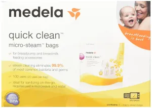 Medela Quick Clean Micro-Steam Bags, 2 Packs of 5 bags
