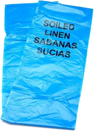 MediChoice Hospital Linen Bag, w/Reinforced Seams, Imprinted, Bi-lingual, 20-30 Gallon, 30x43 Inch, 1.0 mil, Blue, 131443TXOR01 (Case of 200)
