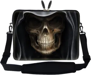 Meffort Inc 17 17.3 inch Neoprene Laptop Sleeve Bag Carrying Case with Hidden Handle and Adjustable Shoulder Strap - Skull Face Design