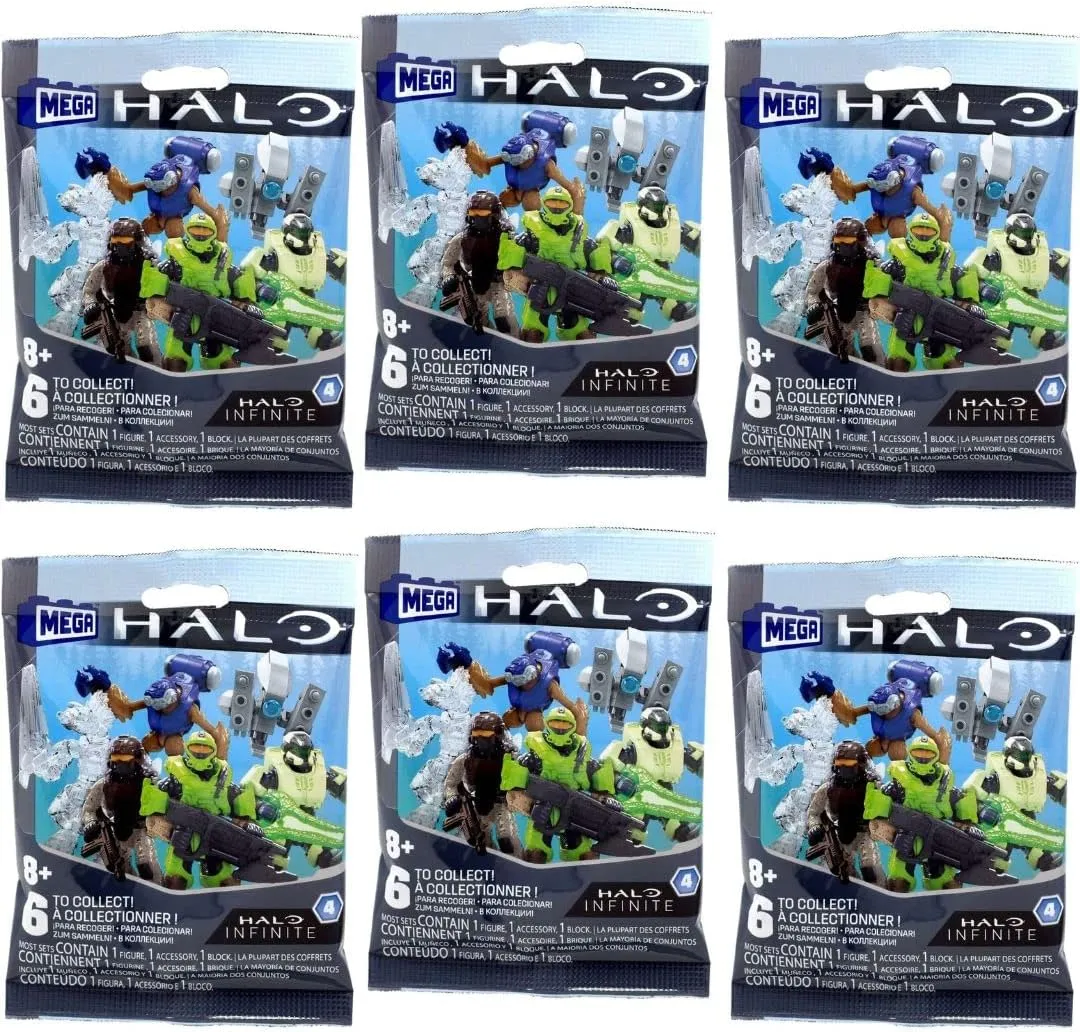 Mega Construx Halo Infinite Series 4 Mini Figures Blind Bags Complete Set of 6 Packs