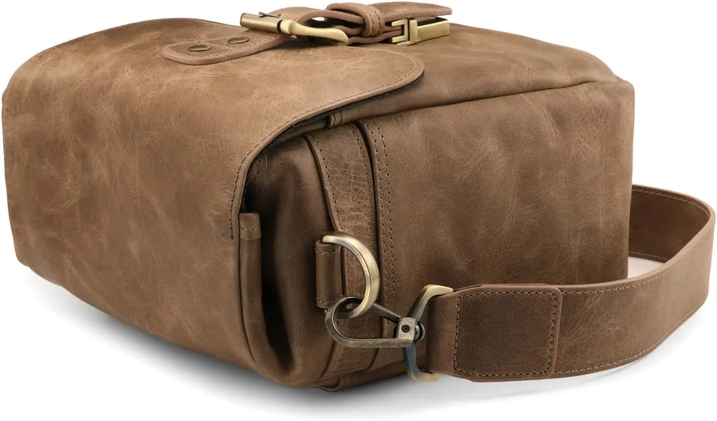 MegaGear Torres Mini MG1328 Genuine Leather Camera Messenger Bag for Mirrorless, Instant and DSLR Cameras