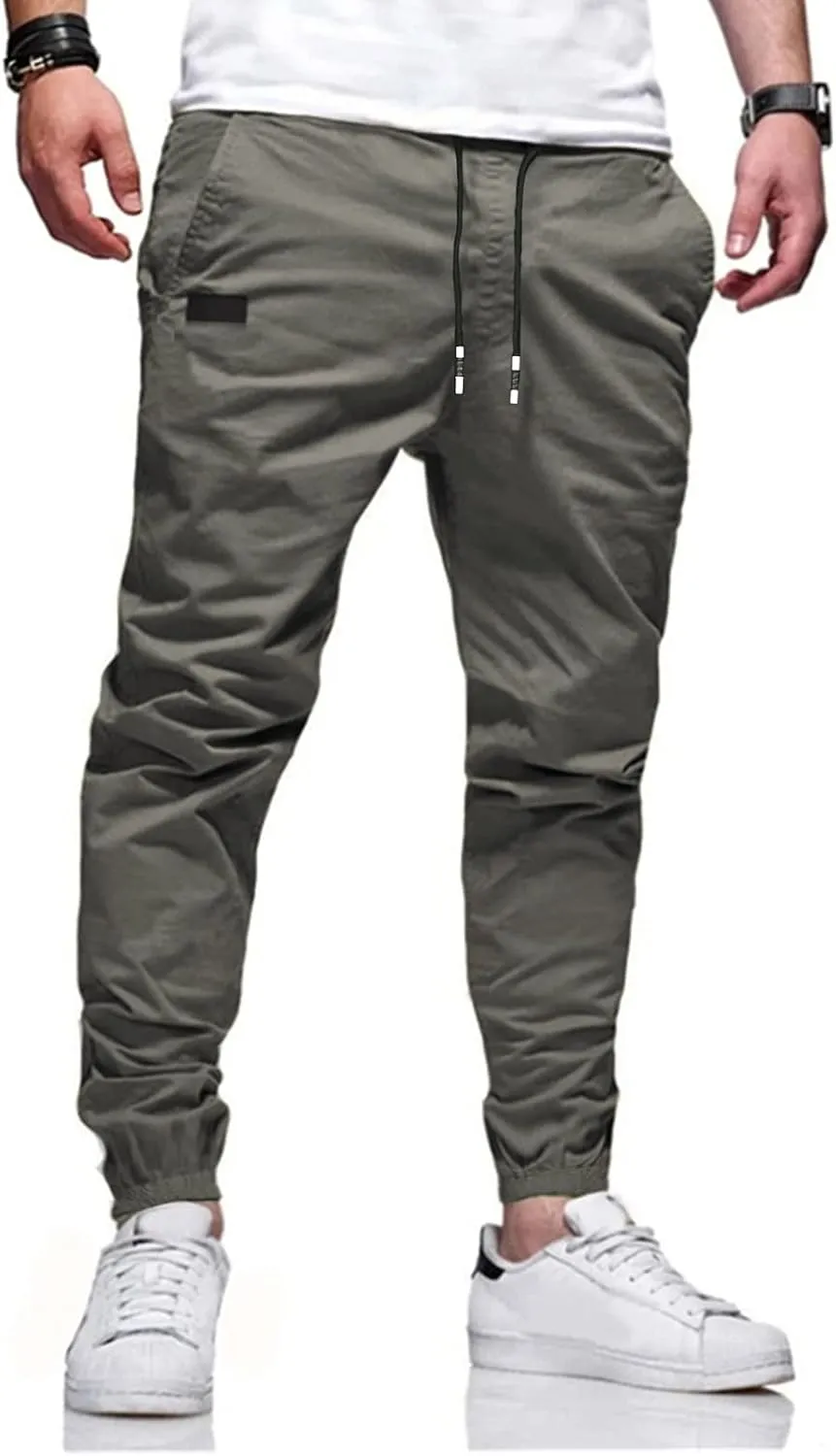 Men Joggers Chino Cargo Pants Hiking Outdoor Recreation Pants Twill Fitness Track Jogging Pants Casual Cotton Pants