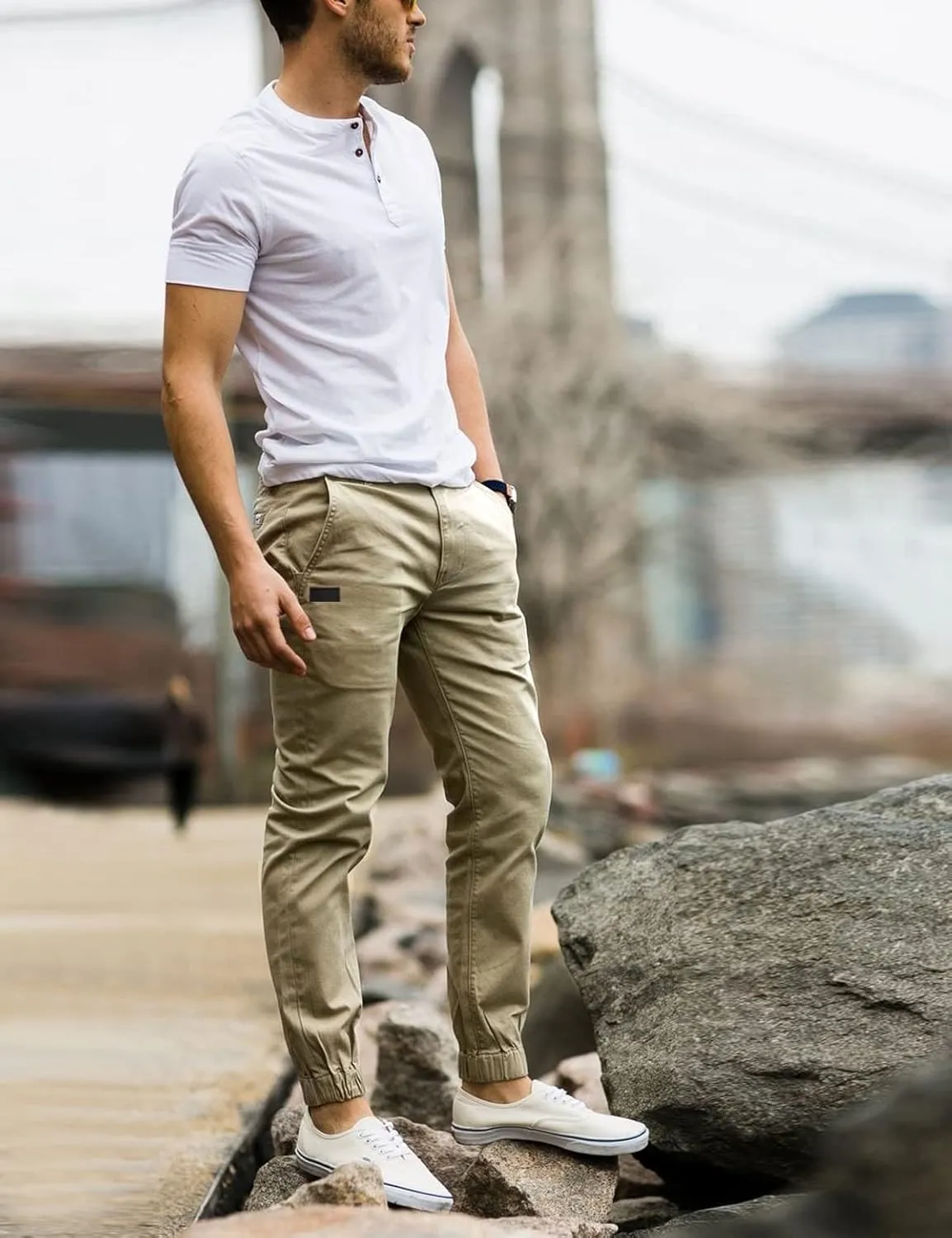 Men Joggers Chino Cargo Pants Hiking Outdoor Recreation Pants Twill Fitness Track Jogging Pants Casual Cotton Pants
