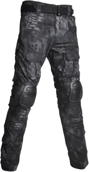 Men's Camouflage Assault/Tactical Pants With Knee Pads, Rip Stop Cargo Camo Hunting Pants