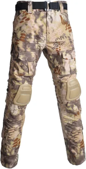 Men's Camouflage Assault/Tactical Pants With Knee Pads, Rip Stop Cargo Camo Hunting Pants