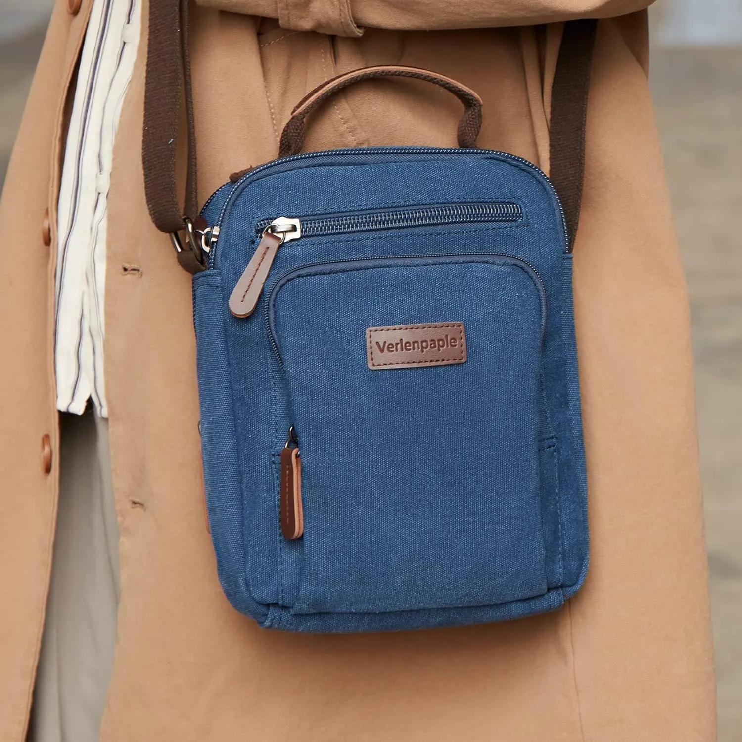 Men's Canvas Bag Shoulder Bags Small Travel Crossbody Bags Vintage Expansion Messenger Bag for Work Business