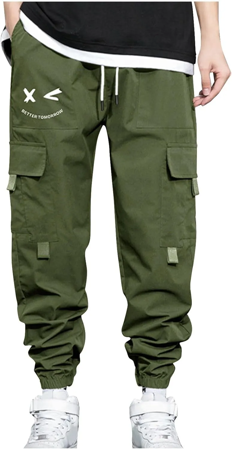 Mens Caro Pants Casual Athletic Work Hiking Joggers Elastic Waist Loose Baggy Utility Outdoor Fashion Sweatpants