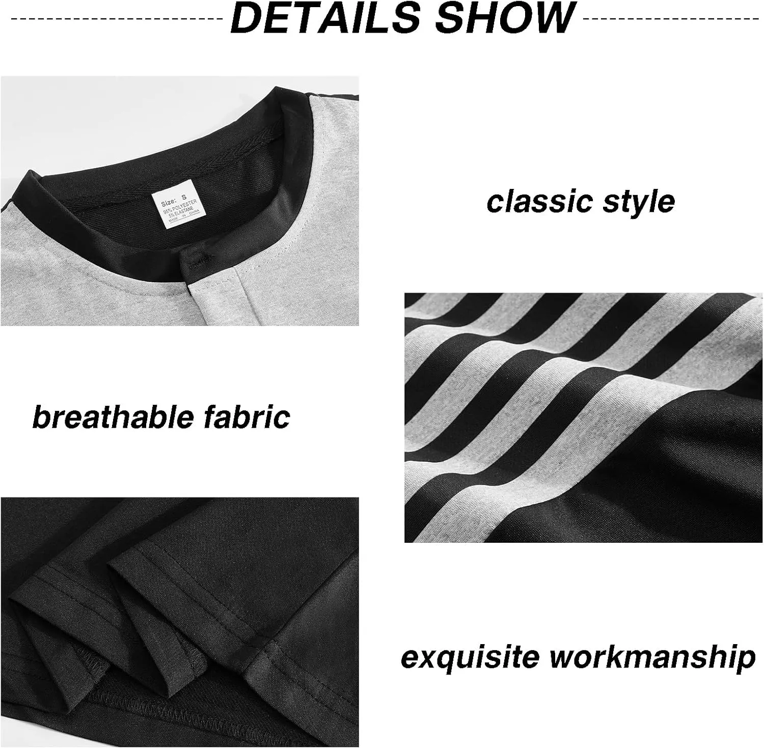Men's Casual Henley Short Sleeves Stripe Color Blocking Quarter Buttoned Classic fit T-Shirt