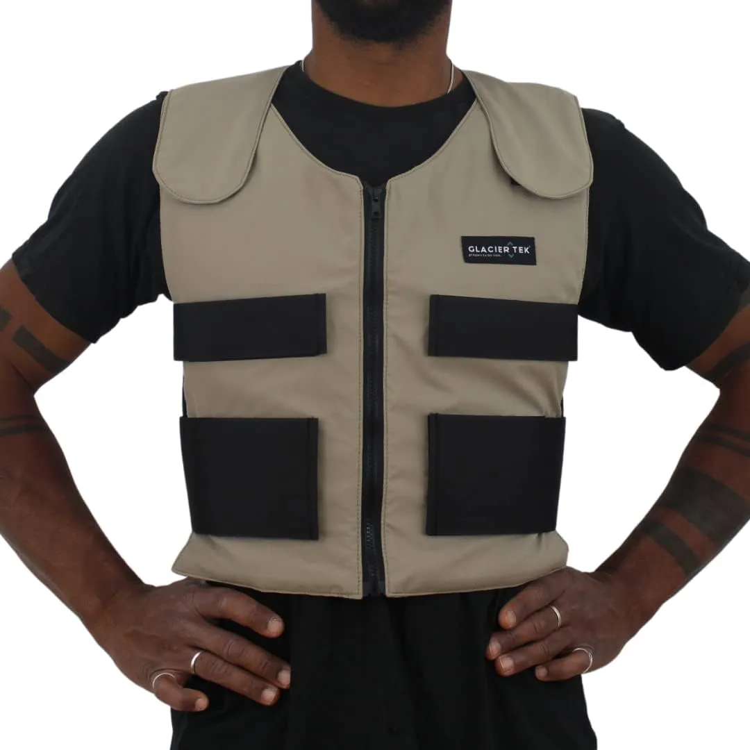 Men's Cooling Vest Bundle, with 8 Cold Packs, Plus Spare Pack Set, Stay Cool 59 Degrees, Recharges in 30 Minutes