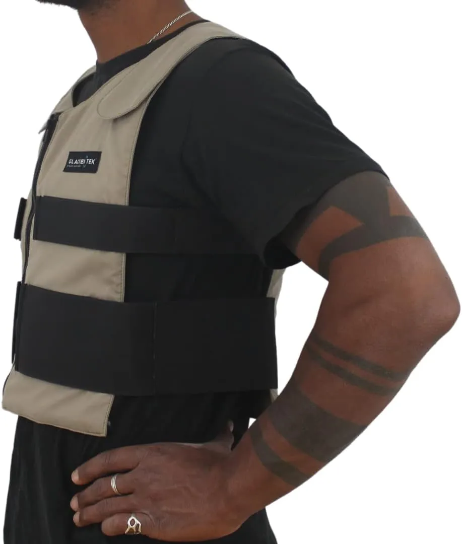 Men's Cooling Vest Bundle, with 8 Cold Packs, Plus Spare Pack Set, Stay Cool 59 Degrees, Recharges in 30 Minutes