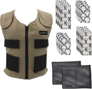Men's Cooling Vest Bundle, with 8 Cold Packs, Plus Spare Pack Set, Stay Cool 59 Degrees, Recharges in 30 Minutes