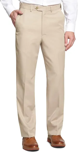 Men's Cozy Hidden Expandable Waist Dress Pants | Premium Stretch Texture Weave Work to Weekend Pants
