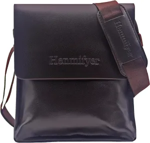 Mens Crossbody Bags Leather Messenger Shoulder Bag Side Sling Bag for Men Travel Work Business Magnetic Buckle