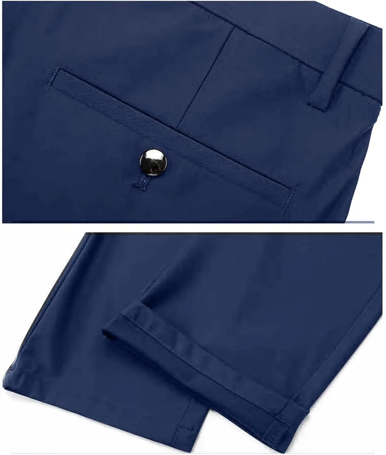 Mens Flat Front Wrinkle Free Relaxed Fit Dress Pants High Waist Stretch Quick Dry Golf Pant Pleated with Pockets 29"-36"
