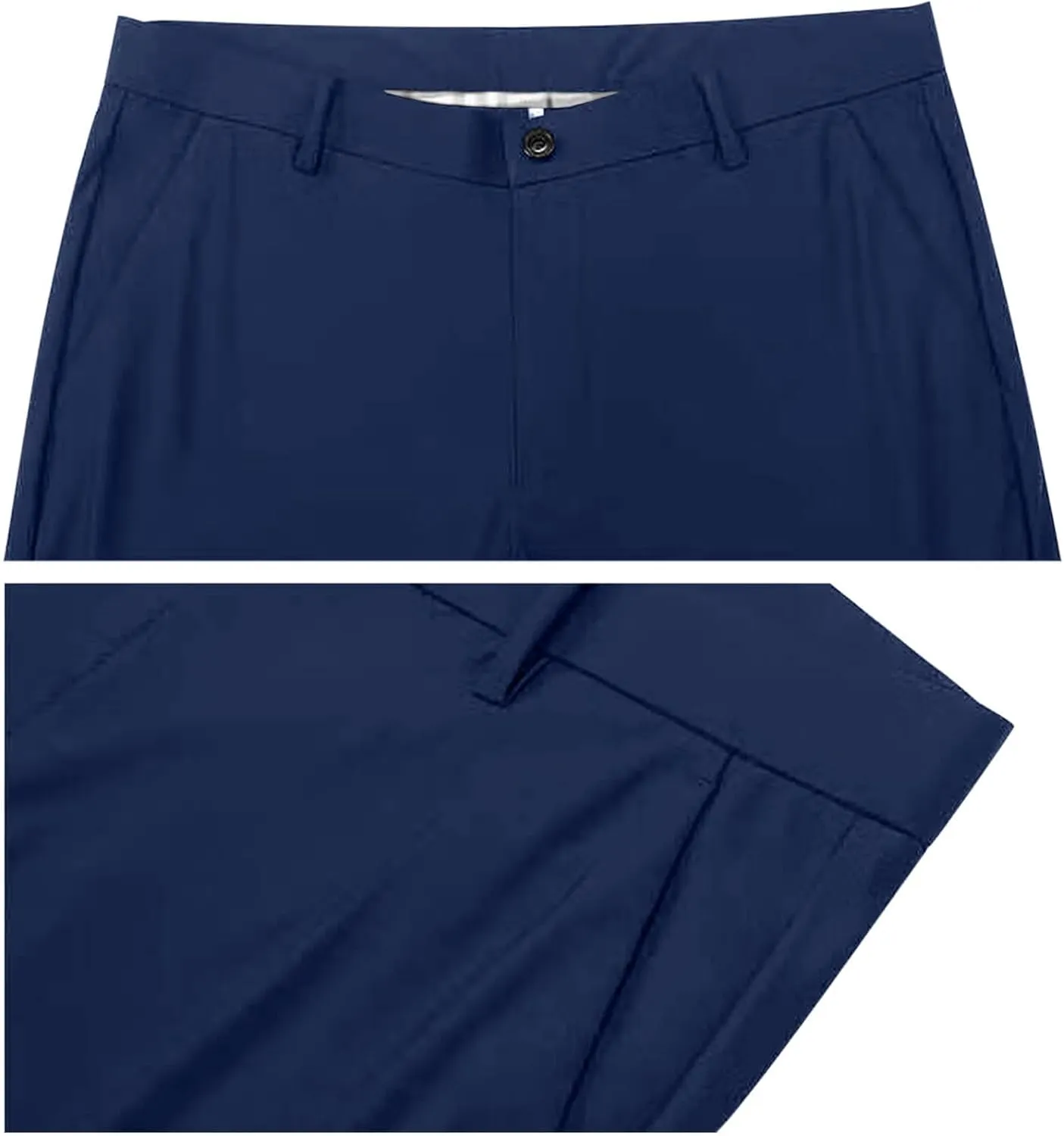Mens Flat Front Wrinkle Free Relaxed Fit Dress Pants High Waist Stretch Quick Dry Golf Pant Pleated with Pockets 29"-36"